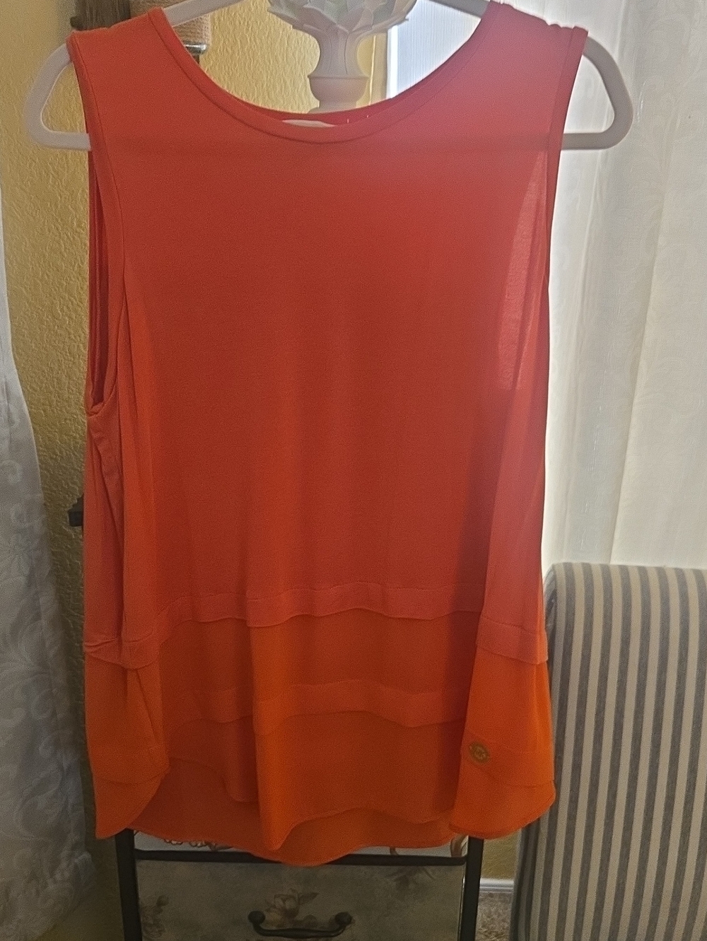 Michael Kors Bright Orange Layered Tank Top Xl